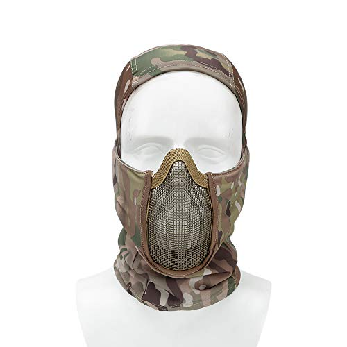 Balaclava Mesh Mask Ninja Style Headgear with Full Face Protection Helmet Liner Cap for Hunting Airsoft Cycling