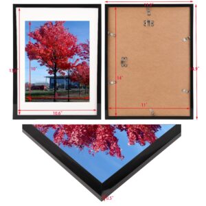 Medog 11x14 Picture Frame Black Poster Frame 11x14 8x10 Picture Frame In Black With Mat Opening 8x10 Set of 1 Display Pictures 11x14 Inch or 8x10 Black Picture Frame Wall Mounting (P1U 1P BA)