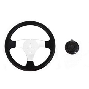 yihome go-kart steering wheel with cap for kandi, 270mm interior vehicle 3 spokes for go kart steering wheel pu foam with holes