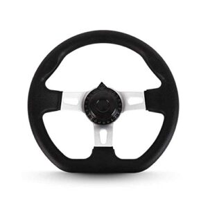 YIHOME Go-Kart Steering Wheel with Cap for Kandi, 270mm Interior Vehicle 3 Spokes for Go Kart Steering Wheel PU Foam with Holes