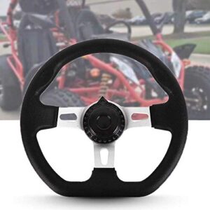 YIHOME Go-Kart Steering Wheel with Cap for Kandi, 270mm Interior Vehicle 3 Spokes for Go Kart Steering Wheel PU Foam with Holes