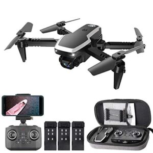 goolrc drone with camera csj s171 pro rc drone with dual camera, 4k hd wifi fpv mini drone for kids and adults, foldable rc quadcopter with 3d flip, headless mode, altitude hold, storage bag and 3 batteries