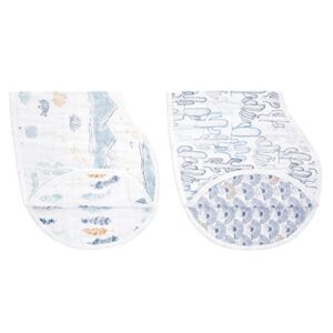 aden + anais burpy bib, 100% cotton muslin, soft absorbent 4 layers, multi-use burp cloth and bib, 22.5" x 11", 2 pack, sunrise