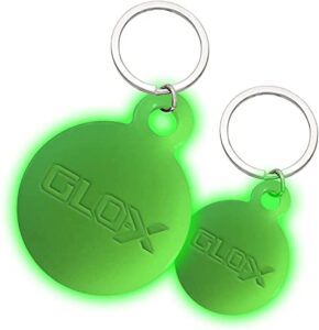 glo-x dog glow tag - glow in the dark cat tags to keep your pets safe at night - 12+ hours glow time - charges in daylight - no batteries required 1.38” x 1.10” diameter