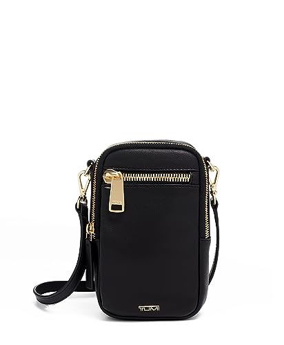 TUMI Voyageur Katy Crossbody - Crossbody Purse for Holding Phone & More - Women's Sling Bag - Black Leather & Gold Hardware