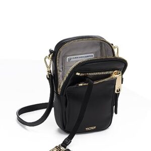 TUMI Voyageur Katy Crossbody - Crossbody Purse for Holding Phone & More - Women's Sling Bag - Black Leather & Gold Hardware