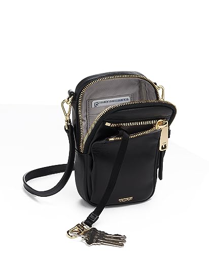 TUMI Voyageur Katy Crossbody - Crossbody Purse for Holding Phone & More - Women's Sling Bag - Black Leather & Gold Hardware