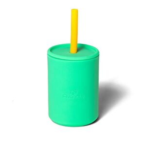 avanchy® baby cup with straw, training sippy cups for infant to toddler kids, baby led weaning 5 ounce, 6+ months, silicone, green