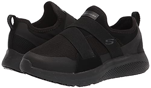 Skechers Women's Slip on Athletic Food Service Shoe, Black, 9.5 Wide