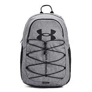 under armour adult hustle sport backpack , pitch gray medium heather (012)/black , one size fits all