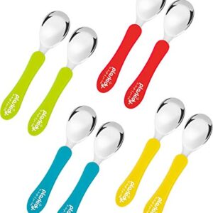 PLASKIDY Stainless Steel Toddler Spoons Set of 8 Kids Spoons - Children Safe Utensils BPA Free Dishwasher Safe Kid Spoons Flatware Set