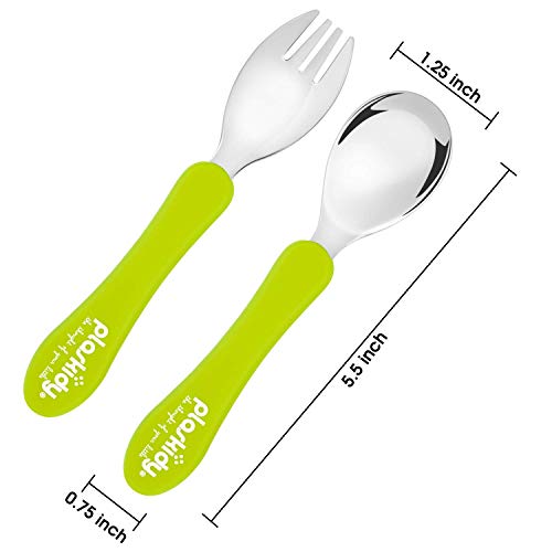 PLASKIDY Stainless Steel Toddler Spoons Set of 8 Kids Spoons - Children Safe Utensils BPA Free Dishwasher Safe Kid Spoons Flatware Set