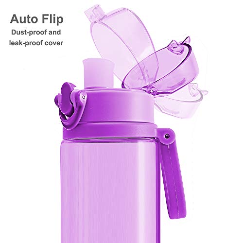 Home Tune Cute Water Bottle for School Kids Girls, Soft Silicone Chug Lid & BPA FREE & Leak Proof One Click Open Flip Top & Easy Clean & Soft Carry Loop, 24oz / 700ml - Mermaid