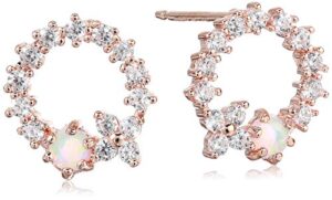 amazon collection 14k rose gold over sterling silver created opal and cubic zirconia stud demi fine earrings