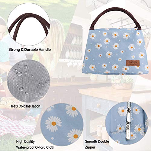 Buringer Reusable Insulated Lunch Bag Cooler Tote Box Meal Prep for Men & Women Work Picnic or Travel (Flying Flowers)