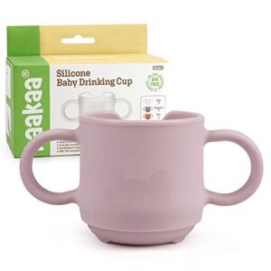 haakaa silicone toddler cup - durable baby training cup for baby independent drinking, easy-grip handles drinking cup for 6 months+ babies 150ml/5oz (blush)