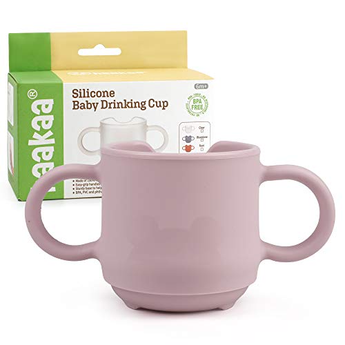 haakaa Silicone Toddler Cup - Durable Baby Training Cup for Baby Independent Drinking, Easy-grip Handles Drinking Cup for 6 Months+ Babies 150ml/5oz (Blush)