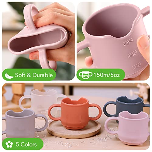 haakaa Silicone Toddler Cup - Durable Baby Training Cup for Baby Independent Drinking, Easy-grip Handles Drinking Cup for 6 Months+ Babies 150ml/5oz (Blush)