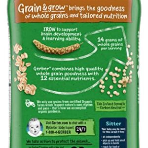 Gerber Organic for Baby Grain & Grow 2nd Foods Cereal, Oatmeal Millet Quinoa Cereal, USDA Organic & Non-GMO Baby Cereal, 8 - Ounce Canister (Pack of 3)