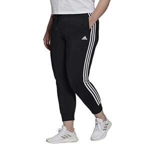 adidas women's plus size essentials fleece tapered cuff pants, core black, 2x