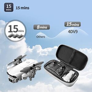 4DV9 Mini Drone for Kids with 720P HD Camera FPV Live Video RC Quadcopter Helicopter for Adults beginners Toys Gifts,Altitude Hold, Waypoints Functions,One Key Start,3D Flips,3 Batteries,Gray