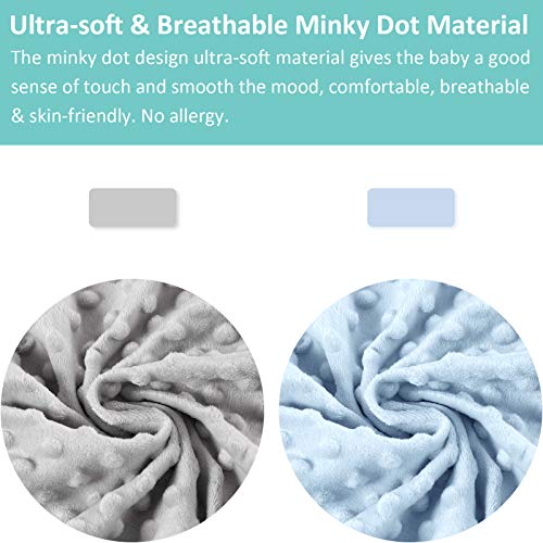 Minky Nursing Pillow Cover, Nursing Pillow Case Plush Breastfeeding Pillow Slipcover Fits Nursing Pillow, Ultra Soft Snug for Infant & Baby Boy Girl, Machine Washable & Breathable, Grey & Light Blue