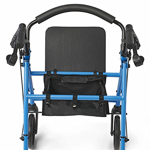 Medline Standard Steel Folding Rollator Adult Walker with 8" Wheels, Supports up to 350 lbs, Light Blue