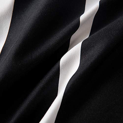 HSKIKWN Black and White Striped Comforter Set Microfiber Queen Duvet Cover Set 90"x90" Soft Hotel 3PCS Geometry Full Bedding Set