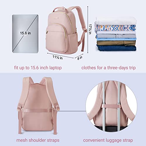 LIGHT FLIGHT Laptop Backpack for Women Computer Bag 15.6 Casual Notebook Back packs for Work Travel Business Trip College, Practical Gift for Women and Family Pink