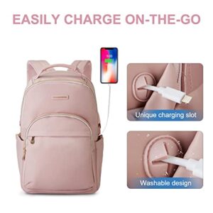 LIGHT FLIGHT Laptop Backpack for Women Computer Bag 15.6 Casual Notebook Back packs for Work Travel Business Trip College, Practical Gift for Women and Family Pink