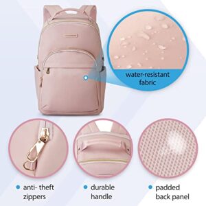 LIGHT FLIGHT Laptop Backpack for Women Computer Bag 15.6 Casual Notebook Back packs for Work Travel Business Trip College, Practical Gift for Women and Family Pink