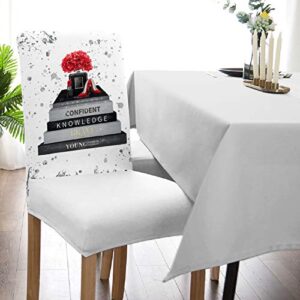 Stretch Washable Chair Slipcovers Flowers Watercolor Chair Covers Set Lipstick Perfume Books High Heels Dining Chair Seat Protector for Home Hotel Ceremony 8 PCS