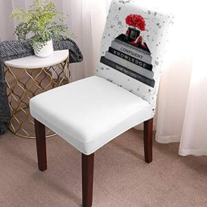 Stretch Washable Chair Slipcovers Flowers Watercolor Chair Covers Set Lipstick Perfume Books High Heels Dining Chair Seat Protector for Home Hotel Ceremony 8 PCS