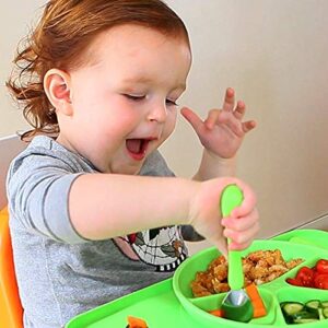 green sprouts Learning Cutlery Set Helps Toddler Develop Independent Eating Skills Designed for Small Hands, Contoured Handles for Easy gripping, Safety Edge on Knife, Dishwasher Safe