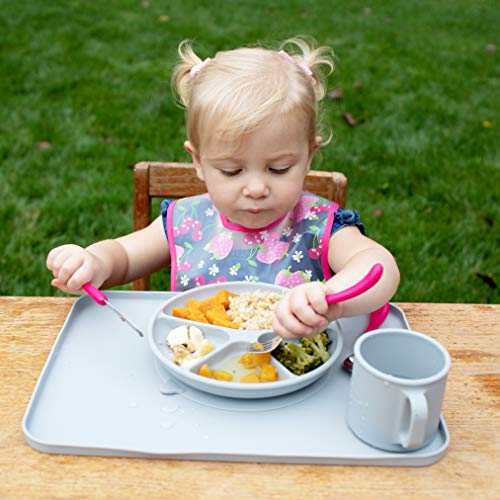 green sprouts Learning Cutlery Set Helps Toddler Develop Independent Eating Skills Designed for Small Hands, Contoured Handles for Easy gripping, Safety Edge on Knife, Dishwasher Safe