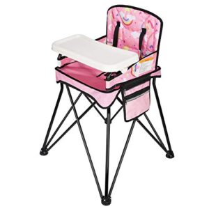 veeyoo baby high chair with removable tray - portable high chair for eating and feeding, indoor and outdoor, compact fold, pink