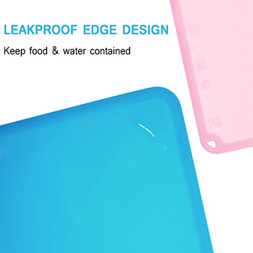 Non-Slip Silicone Placemats for Children Kids Baby, Large Silicone Sheets for Crafts Resin Jewelry Casting Molds Mat, Multi-Purpose Placemat for Children Baby, 2 Pack, Baby Pink&Blue