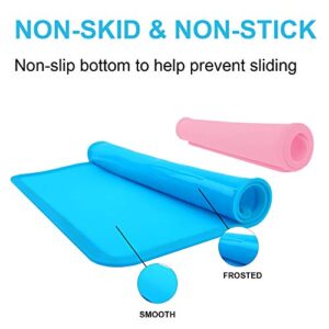 Non-Slip Silicone Placemats for Children Kids Baby, Large Silicone Sheets for Crafts Resin Jewelry Casting Molds Mat, Multi-Purpose Placemat for Children Baby, 2 Pack, Baby Pink&Blue