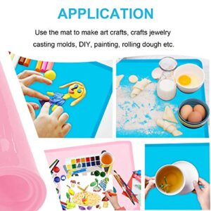 Non-Slip Silicone Placemats for Children Kids Baby, Large Silicone Sheets for Crafts Resin Jewelry Casting Molds Mat, Multi-Purpose Placemat for Children Baby, 2 Pack, Baby Pink&Blue