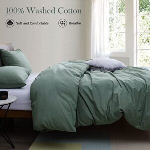 Ventidora 3 Piece Duvet Cover Set Queen Size,100% Organic Washed Cotton with Linen Feel Like Textured, Luxury Soft and Breatheable Bedding Set with Zipper Closure(1 Duvet Cover + 2 Pillowcases)