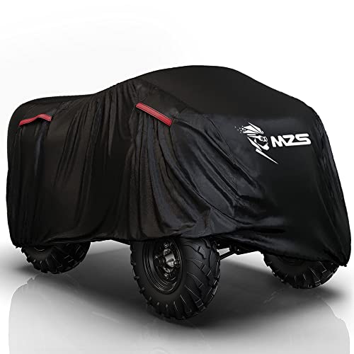 MZS ATV Cover All Weather Season Outdoor Storage Waterproof Protection Accessories fits up to 101 inch Quad 4 Wheeler Covers - Durable Tear Wind Proof Vents Night Reflective Adjuster Buckle Bag