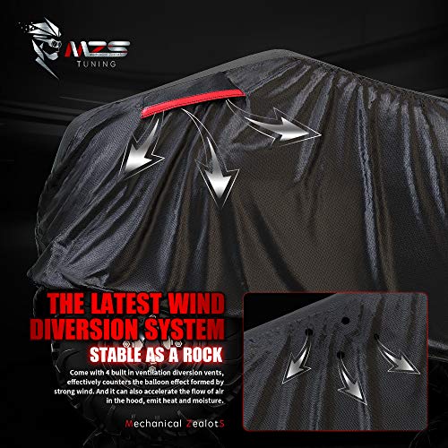 MZS ATV Cover All Weather Season Outdoor Storage Waterproof Protection Accessories fits up to 101 inch Quad 4 Wheeler Covers - Durable Tear Wind Proof Vents Night Reflective Adjuster Buckle Bag