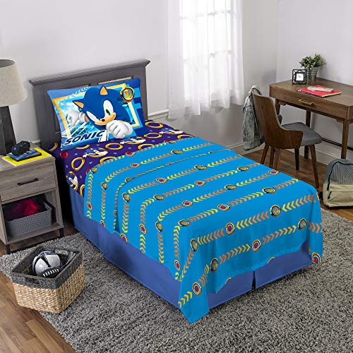 Franco Kids Bedding Super Soft Microfiber Sheet Set, Twin, Sonic The Hedgehog, Anime