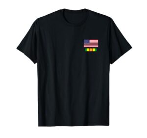 american flag above vietnam service ribbon t-shirt