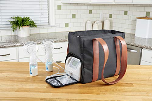 Dr. Brown's Breast-Pump Carryall Storage Diaper and Tote Bag - Black and Brown