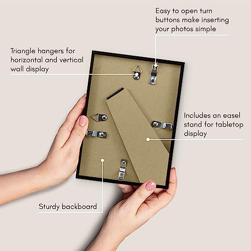 Americanflat 5x7 Picture Frame in Black - Thin Border 4x6 Picture Frame with Mat or 5x7 Frame Without Mat - Shatter Resistant Glass - Horizontal and Vertical Formats for Wall and Tabletop