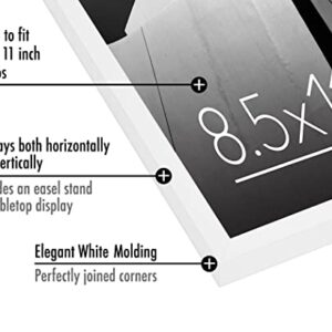 Americanflat 8.5x11 Picture Frame in White - Thin Border Photo Frame with Shatter Resistant Glass - Horizontal and Vertical Formats for Wall and Tabletop