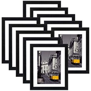 eletecpro 8x10 picture frames set of 10, display 4x6 or 5x7 photo frame with mat or 8x10 without mat, wall gallery photo frames, table top display or wall mounting (black, 8x10)