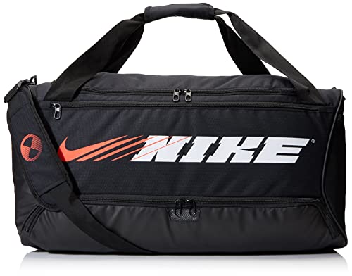 NIKE BRASILIA TRAINING/GYM/TRAVEL MEDIUM SPORT DUFFEL BAG BLACK/WHITE/RED CU9477 010