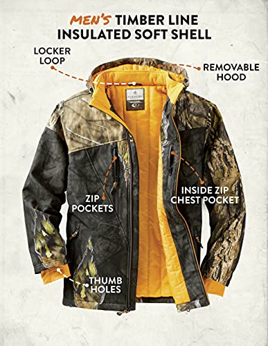 Legendary Whitetails Men's Standard Timber Line Insulated Softshell Jacket, Mossy Oak Eclipse, Large